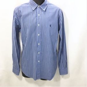 RALPH LAUREN Mens Blue Striped Shirt Size L